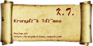 Krsnyák Tímea névjegykártya